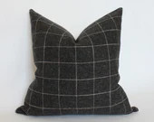 Black Plaid Pillow, Modern Minimalist Pillow, Charcoal Throw Pillow 18x18, Geometric Pillow Cover... | Etsy (CAD)