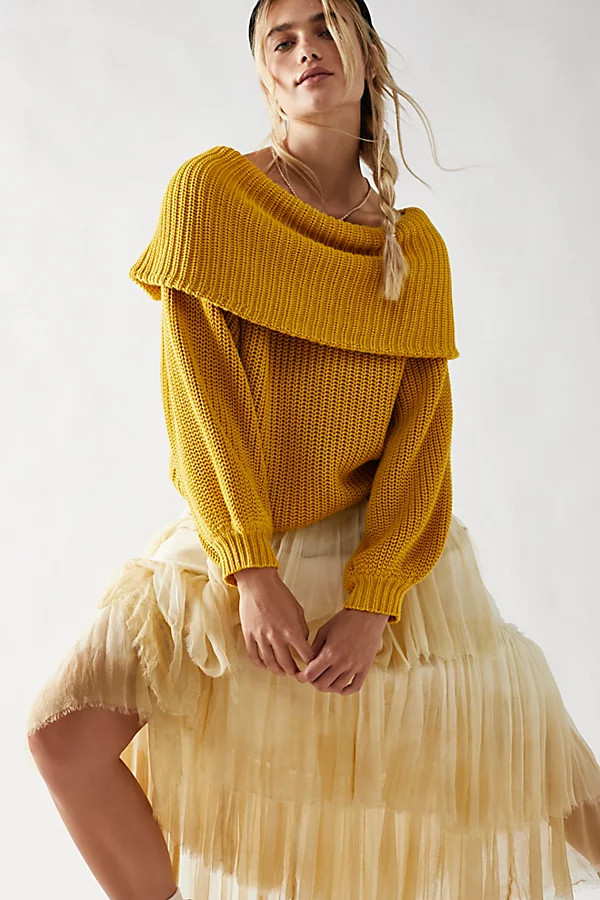 Heighten Off The Shoulder Sweater by Kinga Csilla at Free People, Mustaard, S | Free People (Global - UK&FR Excluded)