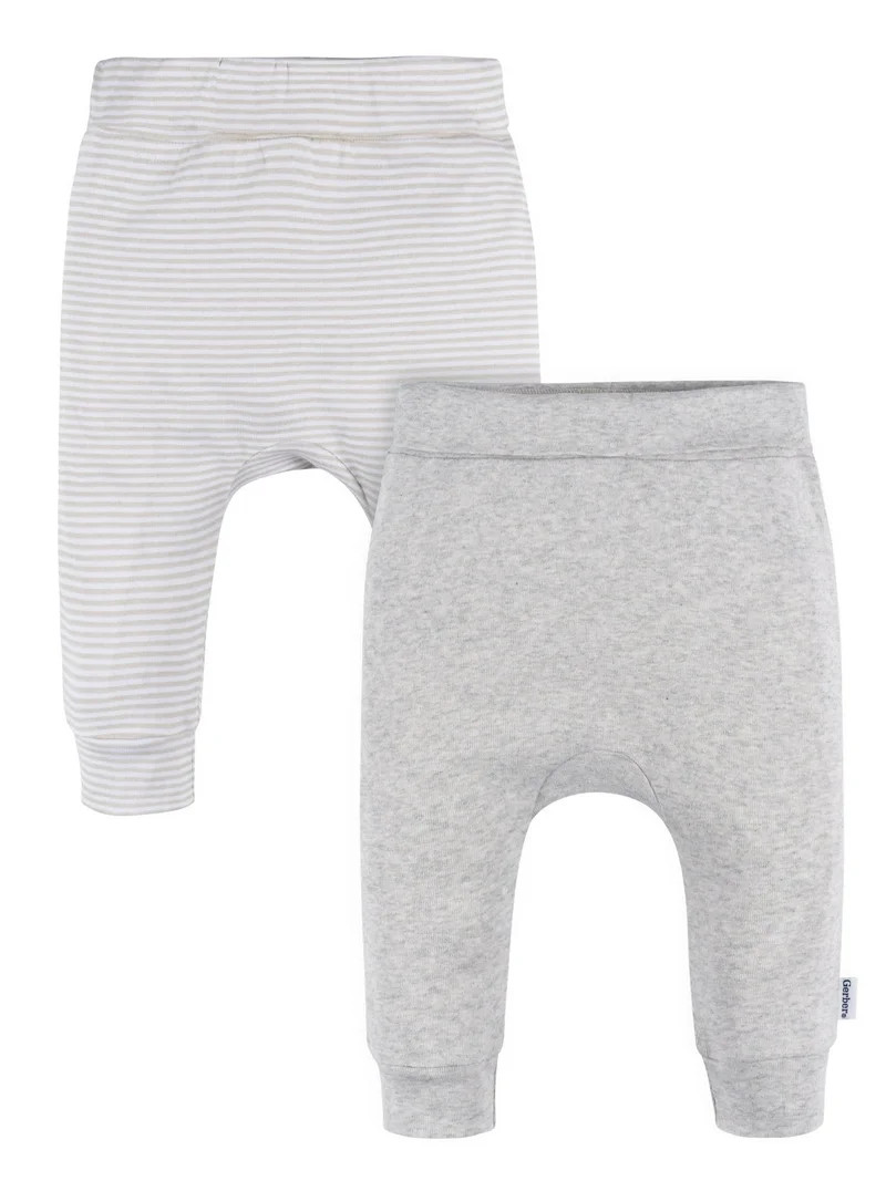 Gerber Baby Neutral Grow With Me Pant, 2-Pack, Sizes Newborn - 12 Months | Walmart (US)