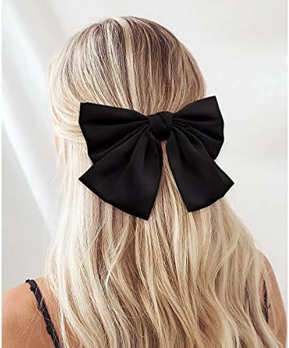 2 Pcs Large Hair Bow Clip Alligator Clips Hair Accessories for Women Girl (Black) | Amazon (US)