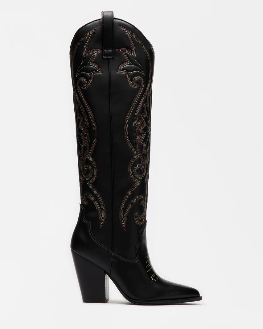 LASSO Black Multi Western Boot | Women's Knee High Boot | Steve Madden (US)