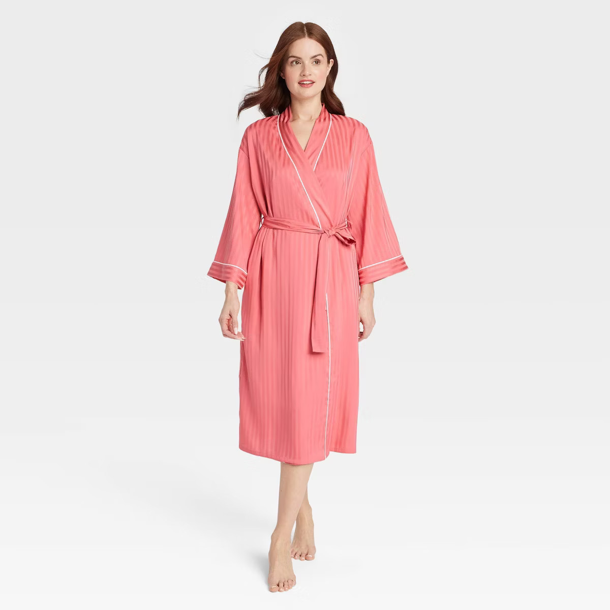 Women's Luxury Collection Shadow Striped Long Satin Robe - Auden™ | Target