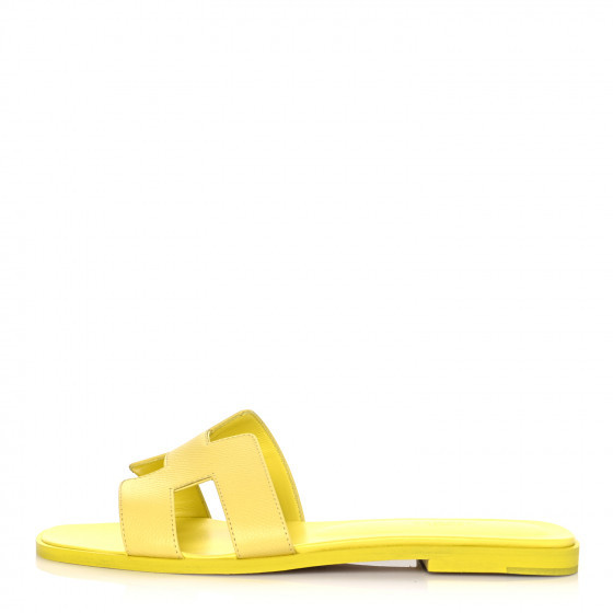 HERMES Epsom Oran Sandals 40.5 Jaune Pollen | FASHIONPHILE (US)