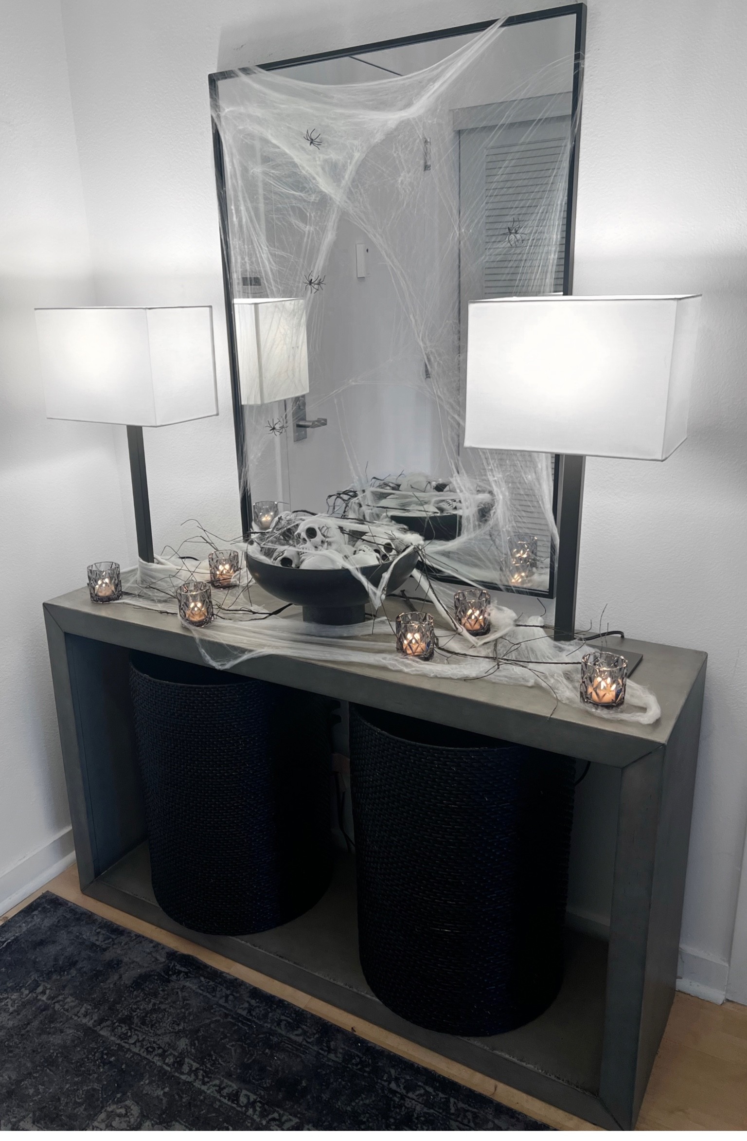 Halloween Modern Entry Way 

Media Console, Living Home Furniture, Bedroom Furniture, stand, cane bed, cane furniture, floor mirror, arched mirror, cabinet, home decor, modern decor, mid century modern, kitchen pendant lighting, unique lighting, Console Table, Restoration Hardware Inspired, ceiling lighting, black light, brass decor, black furniture, modern glam, entryway, living room, kitchen, bar stools, throw pillows, wall decor, accent chair, dining room, home decor, rug, coffee table



#LTKSeasonal #LTKhome #LTKHalloween