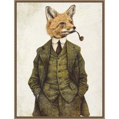 The Vintage Stylish Fox by Mike Koubou (23 x 30 in.), Framed Canvas Wall Art Print | Target