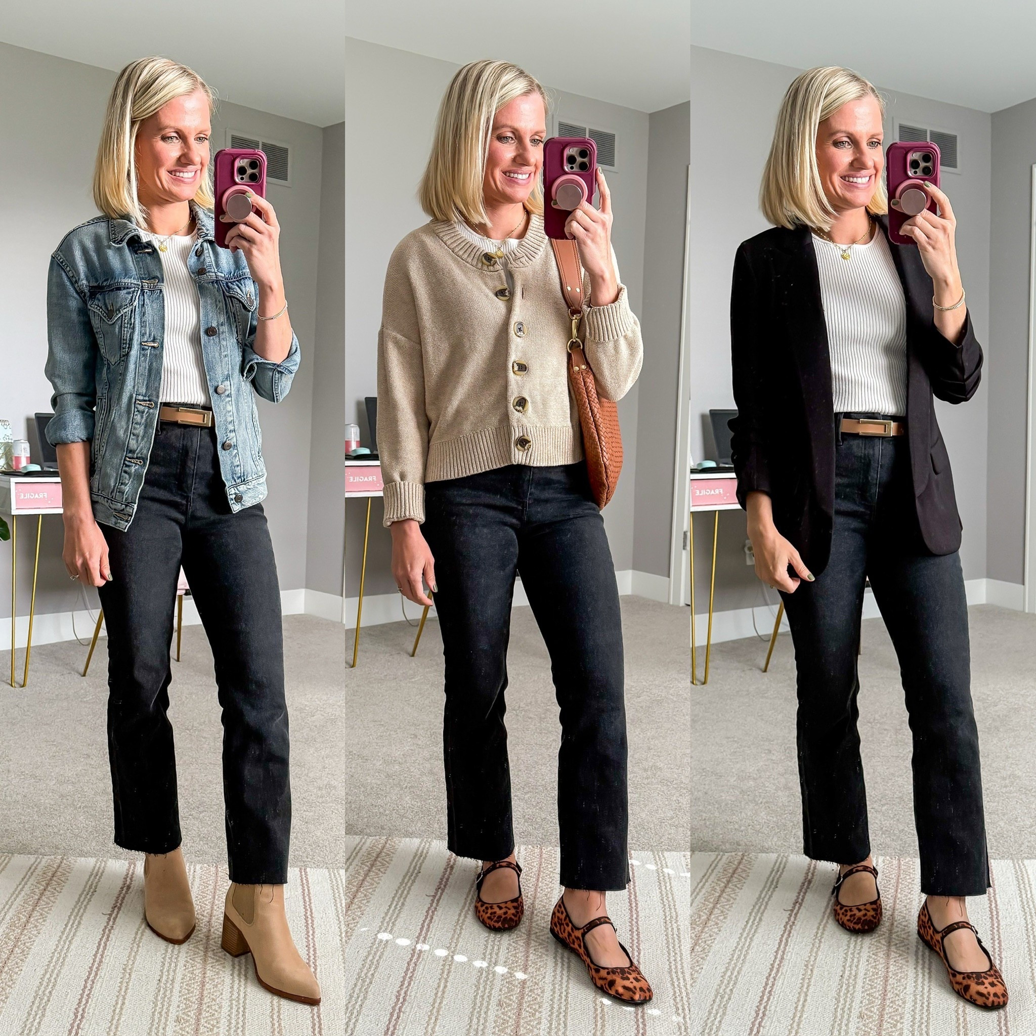 Fall capsule wardrobe outfits with a ribbed tee shirt and black pants.

#LTKPetite #LTKStyleTip #LTKSeasonal