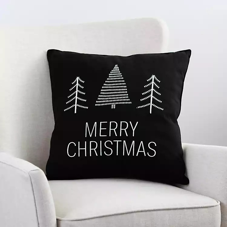 Black and White Trees Merry Christmas Pillow | Kirkland's Home