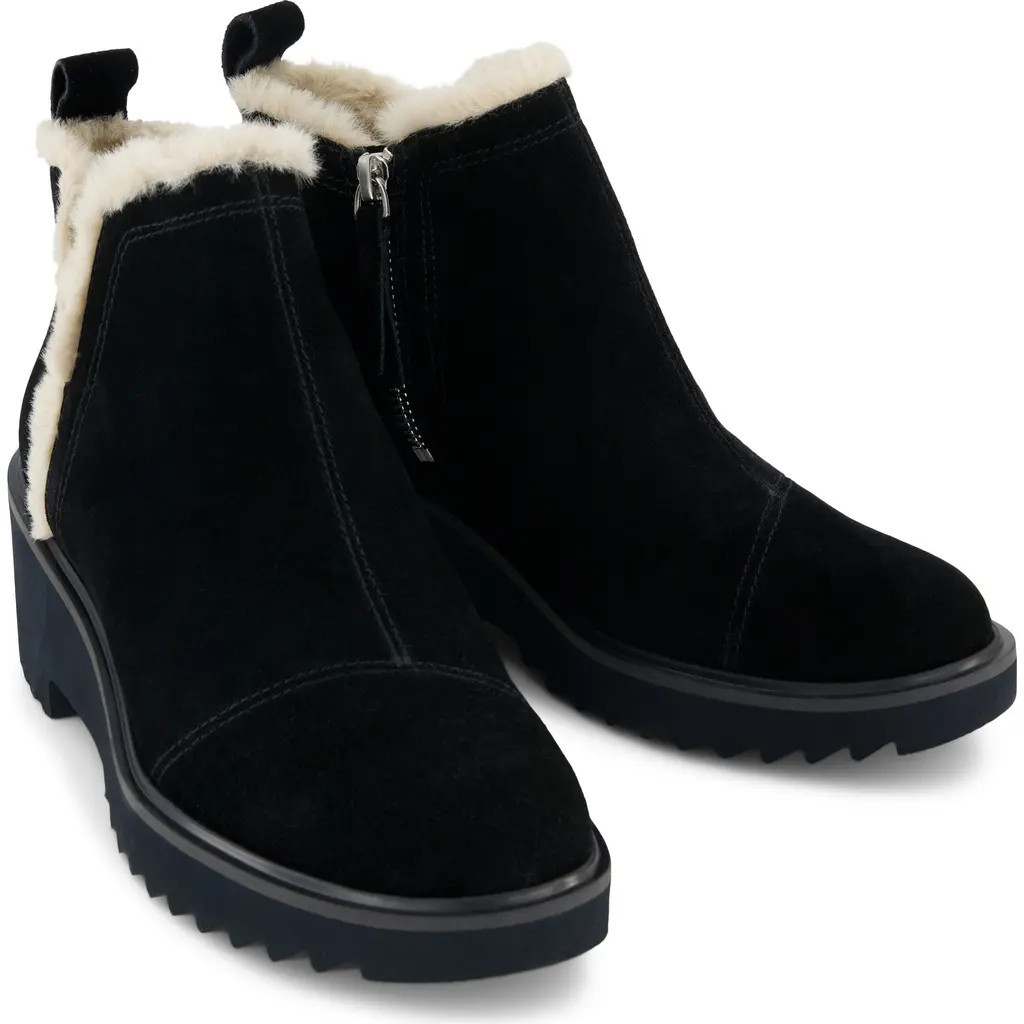 TOMS Maude Faux Shearling Lined Bootie in Black Faux Fur at Nordstrom, Size 7.5 | Nordstrom