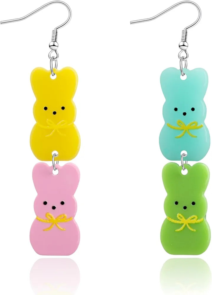 Bunny Easter Earrings for Women, Cute Cartoon Eggs Carrot Rabbit Easter Outfit, Hypoallergenic Li... | Amazon (US)