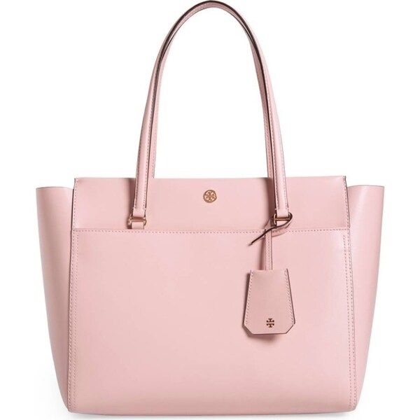 Tory Burch Parker Leather Tote Pink Quart/Cardamom Interior TORY-37169-673 | Bed Bath & Beyond