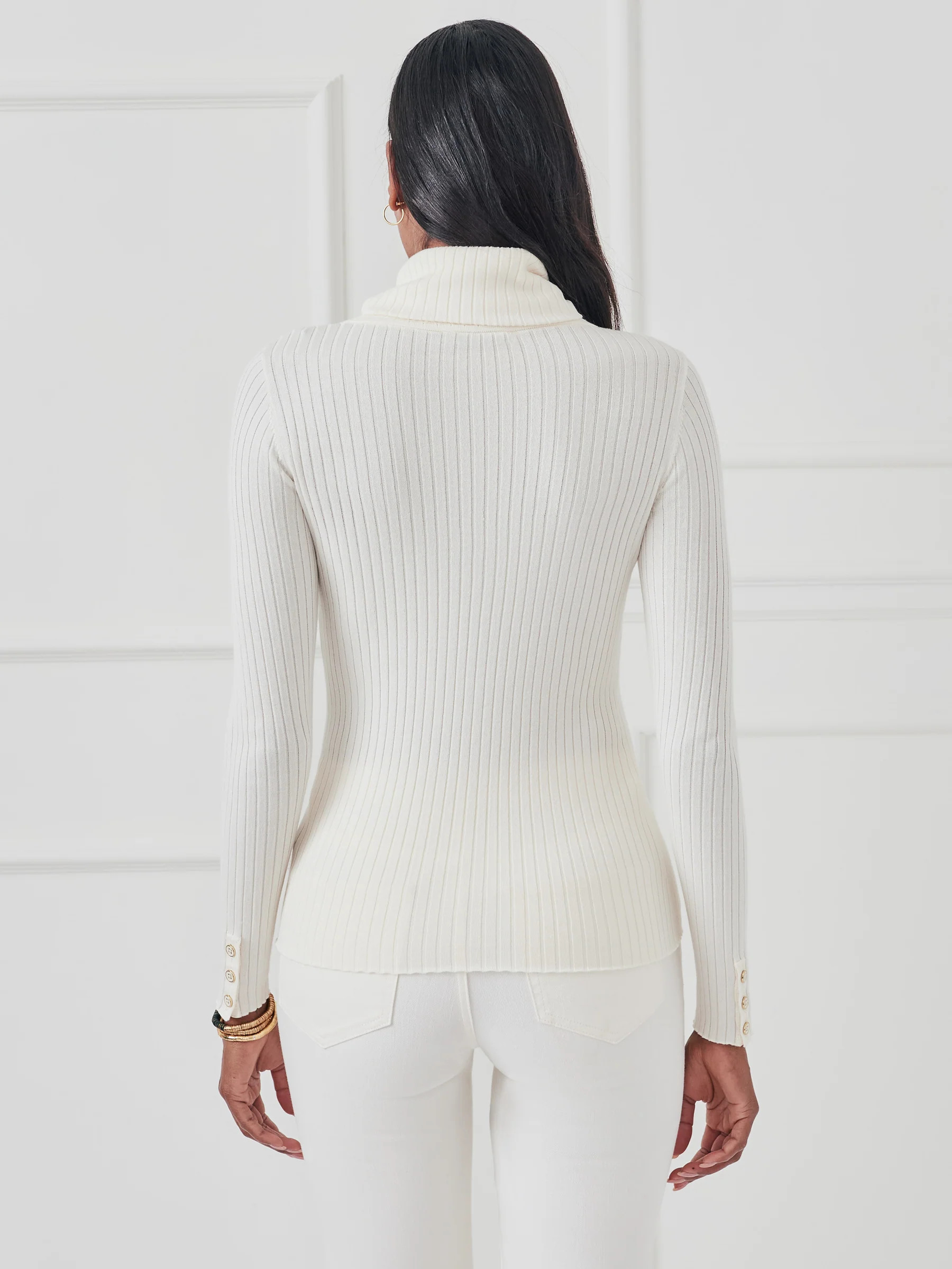 Egret White Solid Arlette Turtleneck | Women's Sweaters  | J.McLaughlin | J.McLaughlin