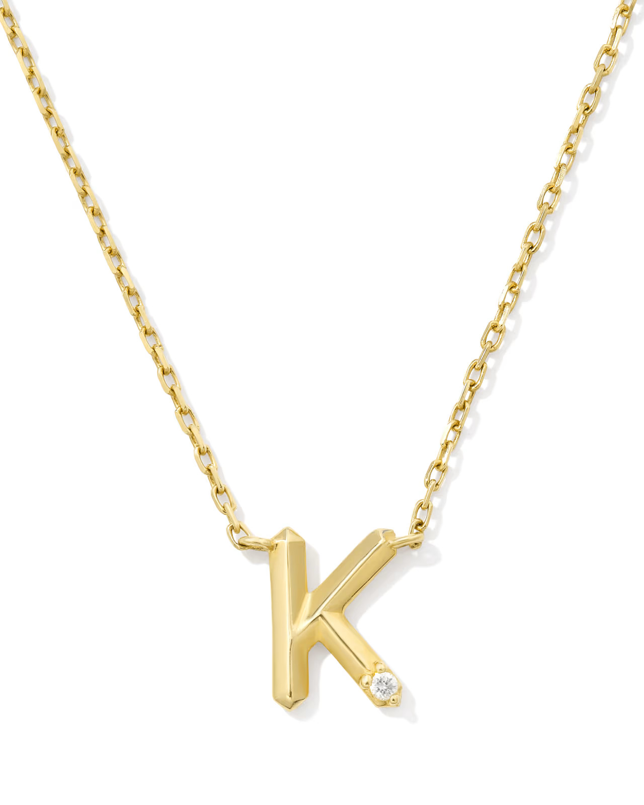 Diamond Accent Letter A 14k Yellow Gold Pendant Necklace in White Diamond | Kendra Scott | Kendra Scott