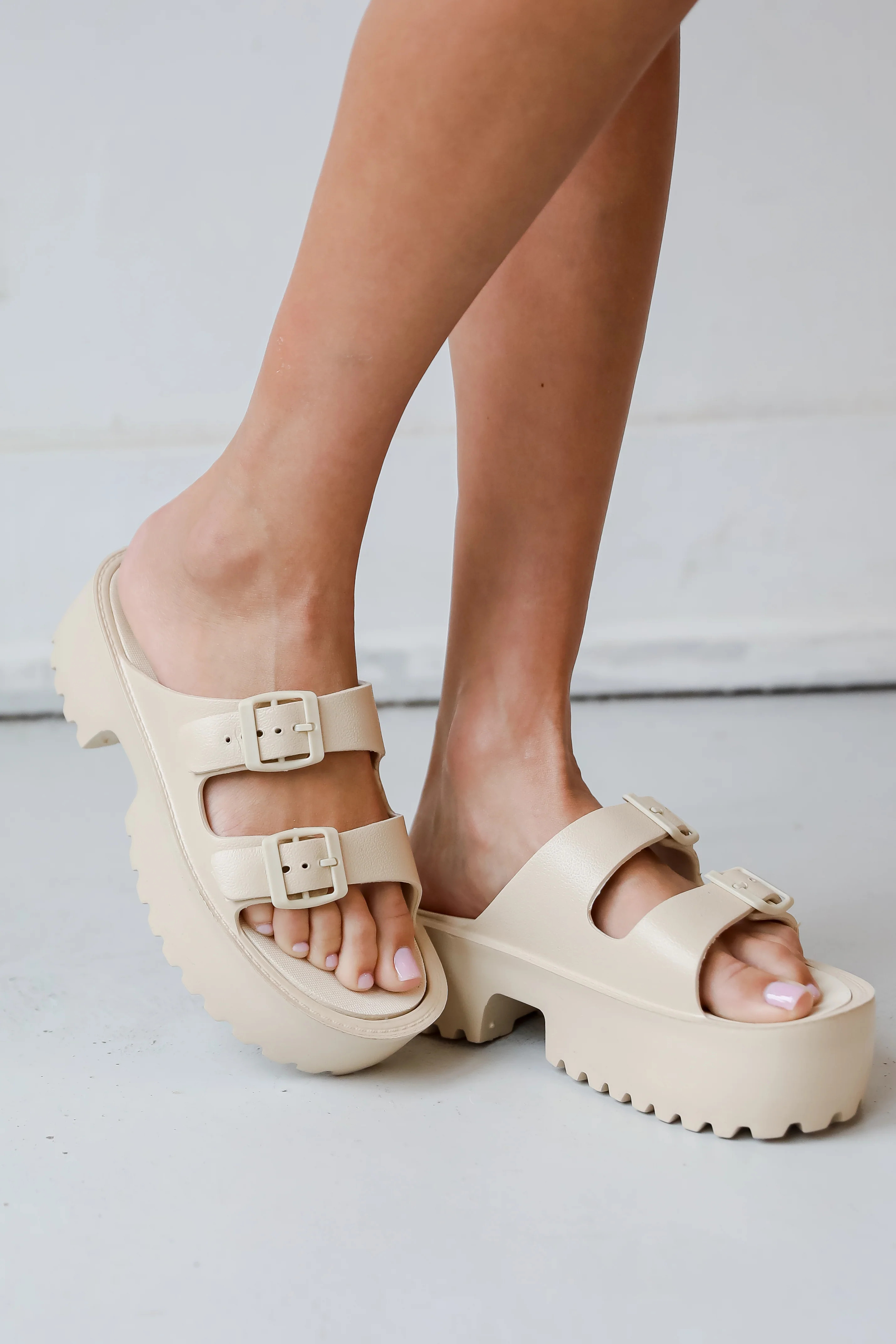 Cabana Life Nude Platform Double Strap Sandals | Dress Up