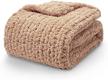 YnM Chunky Knit Blanket Throw, 100% Hand Made from Supremely Soft Chenille Chunky Yarn, Stylish &... | Amazon (US)