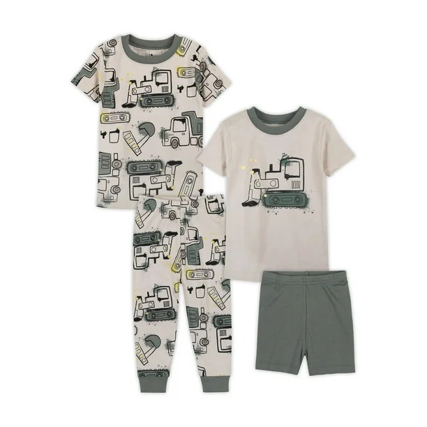 Little Star Organic Baby & Toddler Boys 4Pc Short Sleeve Snug Fit Sleepwear, Size 9 Months-5T | Walmart (US)