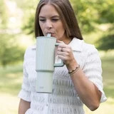 Simple Modern 40 fl oz Insulated Stainless Steel Trek Tumbler with Folding Straw Lid|Sage Stripes | Walmart (US)