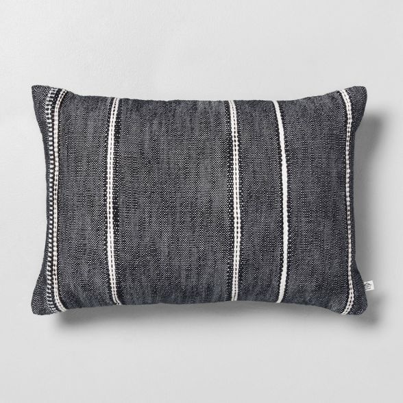 14" x 20" Stripe Pattern Throw Pillow Railroad Gray - Hearth & Hand™ with Magnolia | Target
