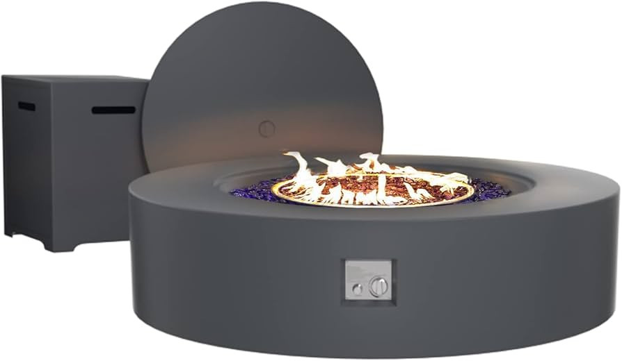 UPHA 42 Inch Outdoor Propane Fire Pit Table, 50,000 BTU Iron Round Gas Fire Pits for Outside, Aut... | Amazon (US)