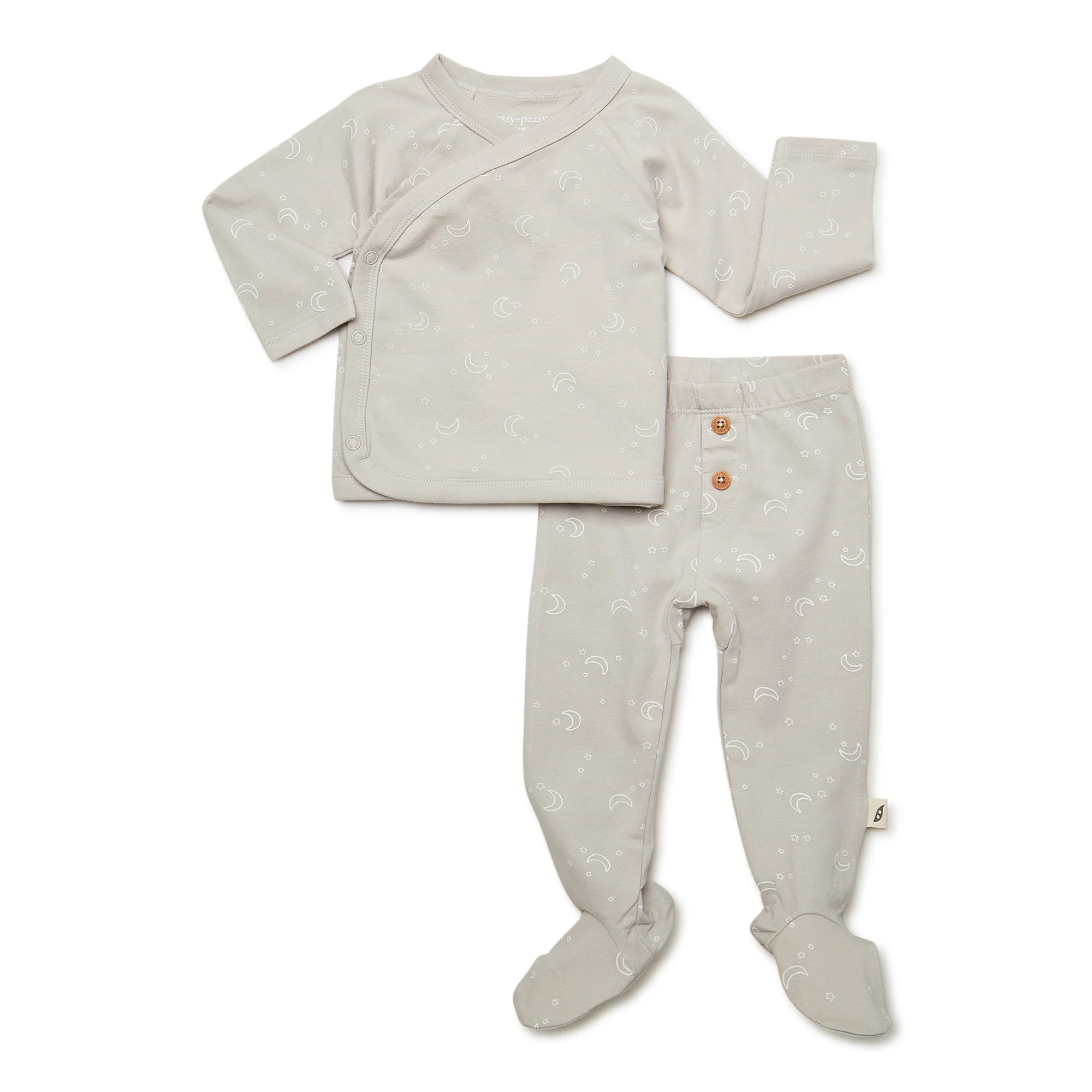 easy-peasy Baby Organic Print Kimono Top and Pants Set, 2-Piece, Newborn-6/9 Months | Walmart (US)