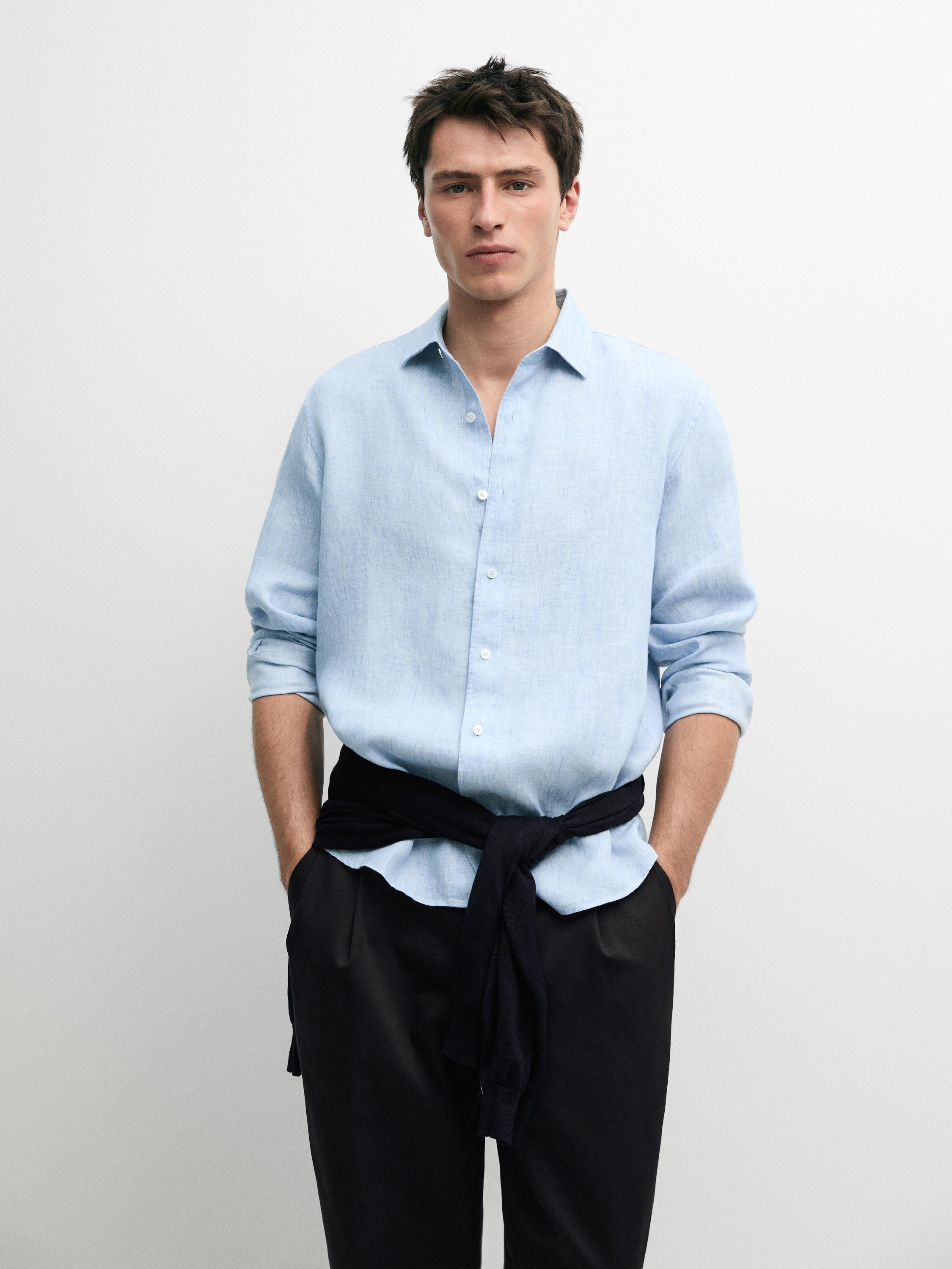 100% linen regular fit shirt | Massimo Dutti UK
