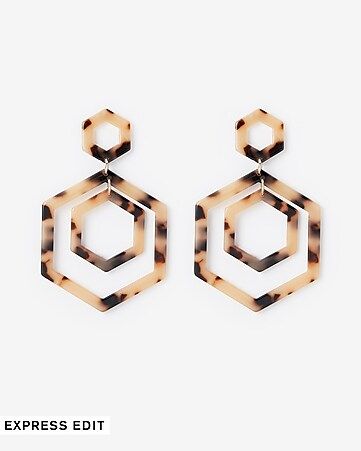 resin hexagon post back drop earrings | Express