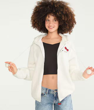 Hello Kitty | Aero Sherpa Fleece Full-Zip Hoodie | Aeropostale