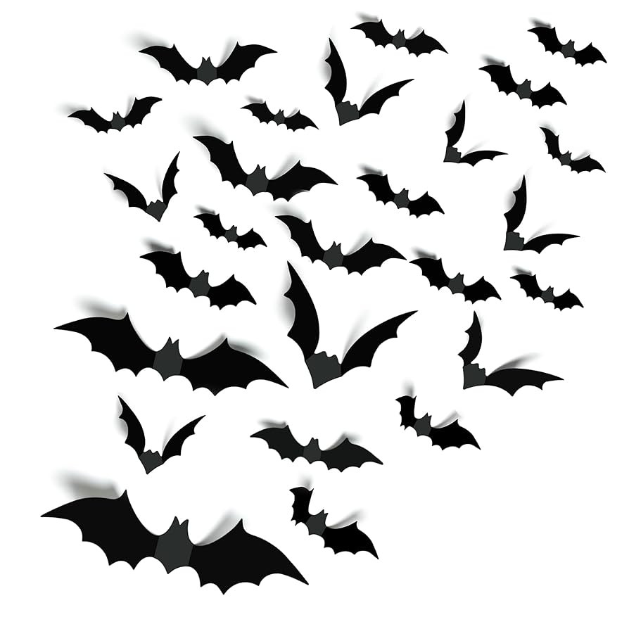Halloween Party Supplies Hallween Decorations Bats Wall Decor 140PCS Realistic PVC 3D Black Scary... | Amazon (US)