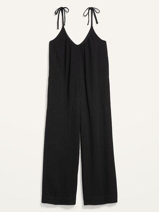 Tie-Shoulder Cropped Crinkled Jumpsuit for Women | Old Navy (US)