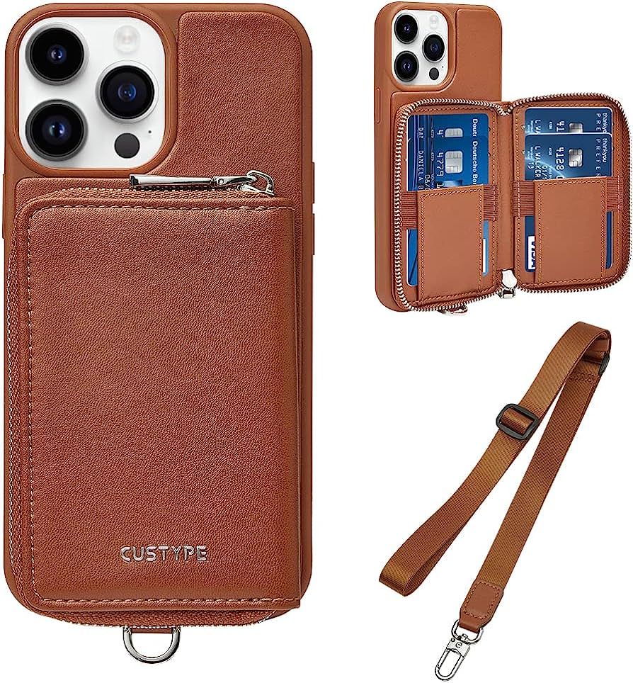 CUSTYPE for iPhone 14 Pro Max Case with Card Holder, Wallet Leather Case with Zipper Credit Cards... | Amazon (US)