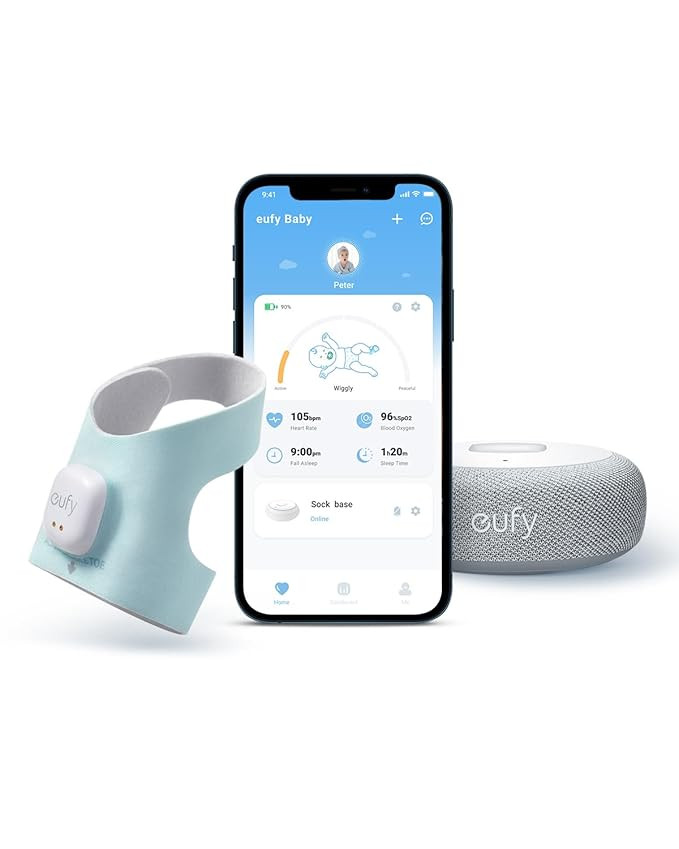 eufy Baby Smart Sock S320 Baby Monitor with 2.4 GHz Wi-Fi, Track Sleep Patterns, Naps, Heart Rate... | Amazon (US)