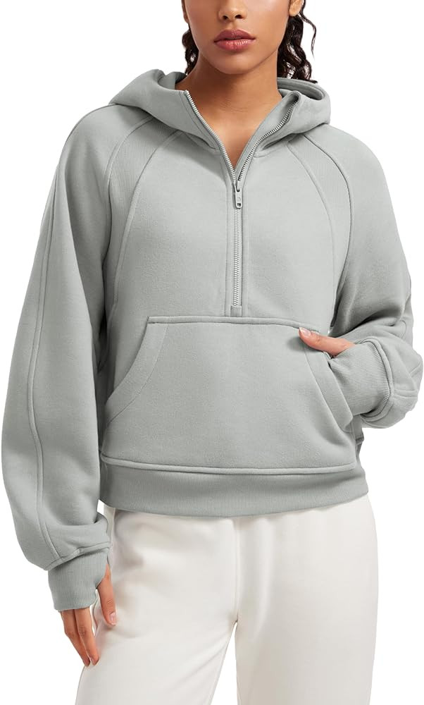 CRZ YOGA Womens Fleece Lined Half Zip Hoodies Pullover Oversized Long Sleeve Casual Workout Sweat... | Amazon (US)