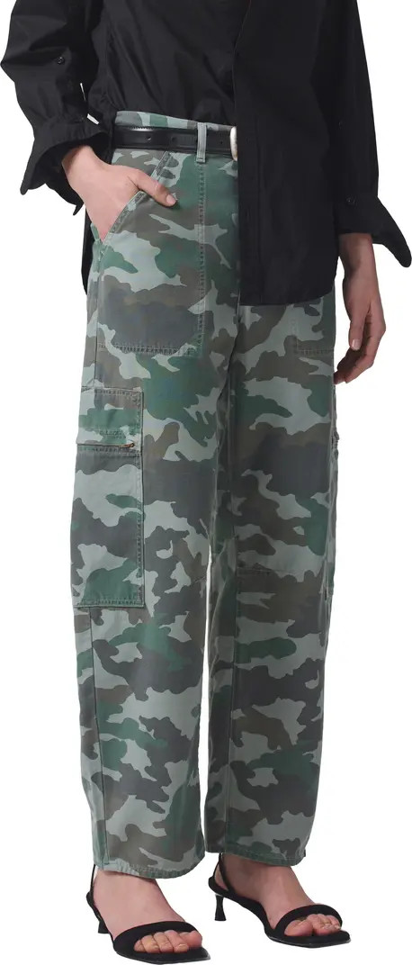 Citizens of Humanity Marcelle Camo Print Low Rise Barrel Cargo Pants | Nordstrom | Nordstrom