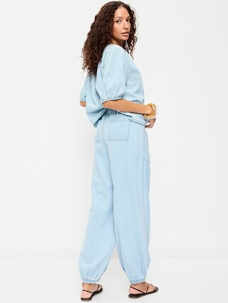 Mid-Rise Pull-On Utility Harem Jeans | Old Navy (US)