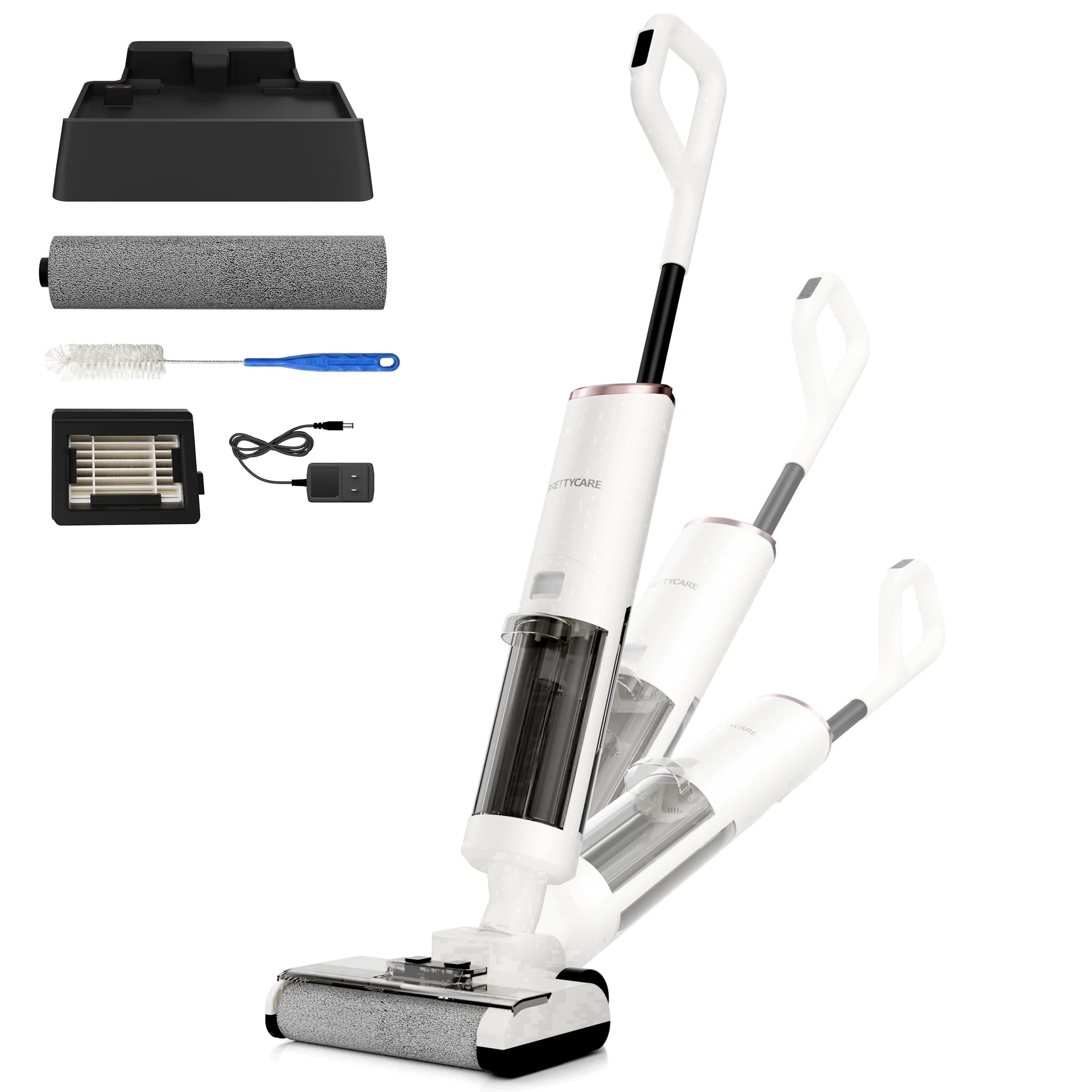 PrettyCare Wet Dry Vacuum Cleaner, Cordless Vacuum Mop with 20KPa Suction, 180° Lie-Flat Floor Washer, Self-Cleaning Hard Floor Cleaner, 40Min Runtime | Walmart (US)