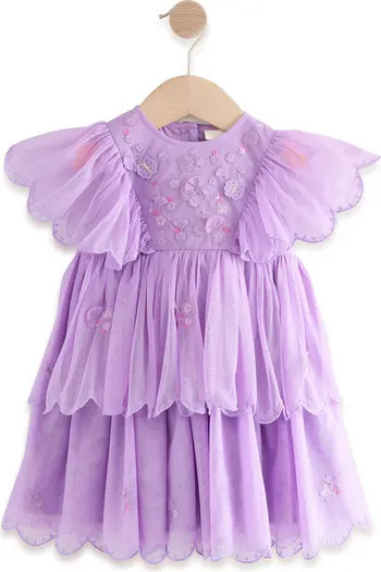 NEXT Kids' Floral Embroidered Flutter Sleeve Tulle Party Dress | Nordstrom | Nordstrom