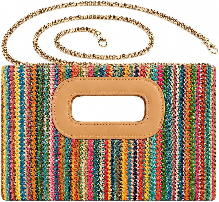 Handle Clutch Handbags for Women, Evening Handbag Shoulder Crossbody Purse with Gold Chain for We... | Amazon (US)