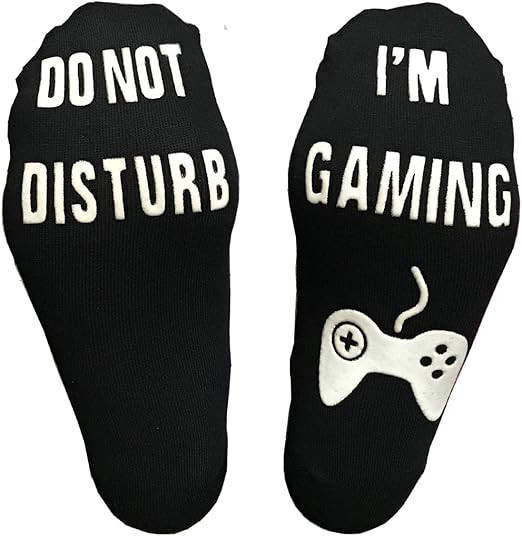 Horande Novelty Cotton Socks Do Not Disturb Socks Funny Gifts for Men Women Gamers, Black, Medium | Amazon (US)