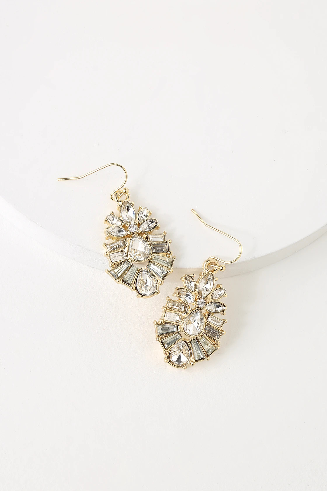 Made in Heaven Gold Rhinestone Statement Earrings | Lulus (US)