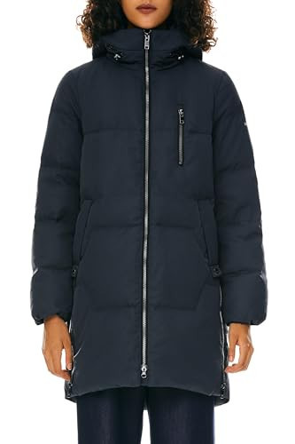 Orolay Women's Stylish Down Hooded Jacket with Two-Way Zipper Winter Down Coat Puffer Jacket Navy Blue L | Amazon (US)