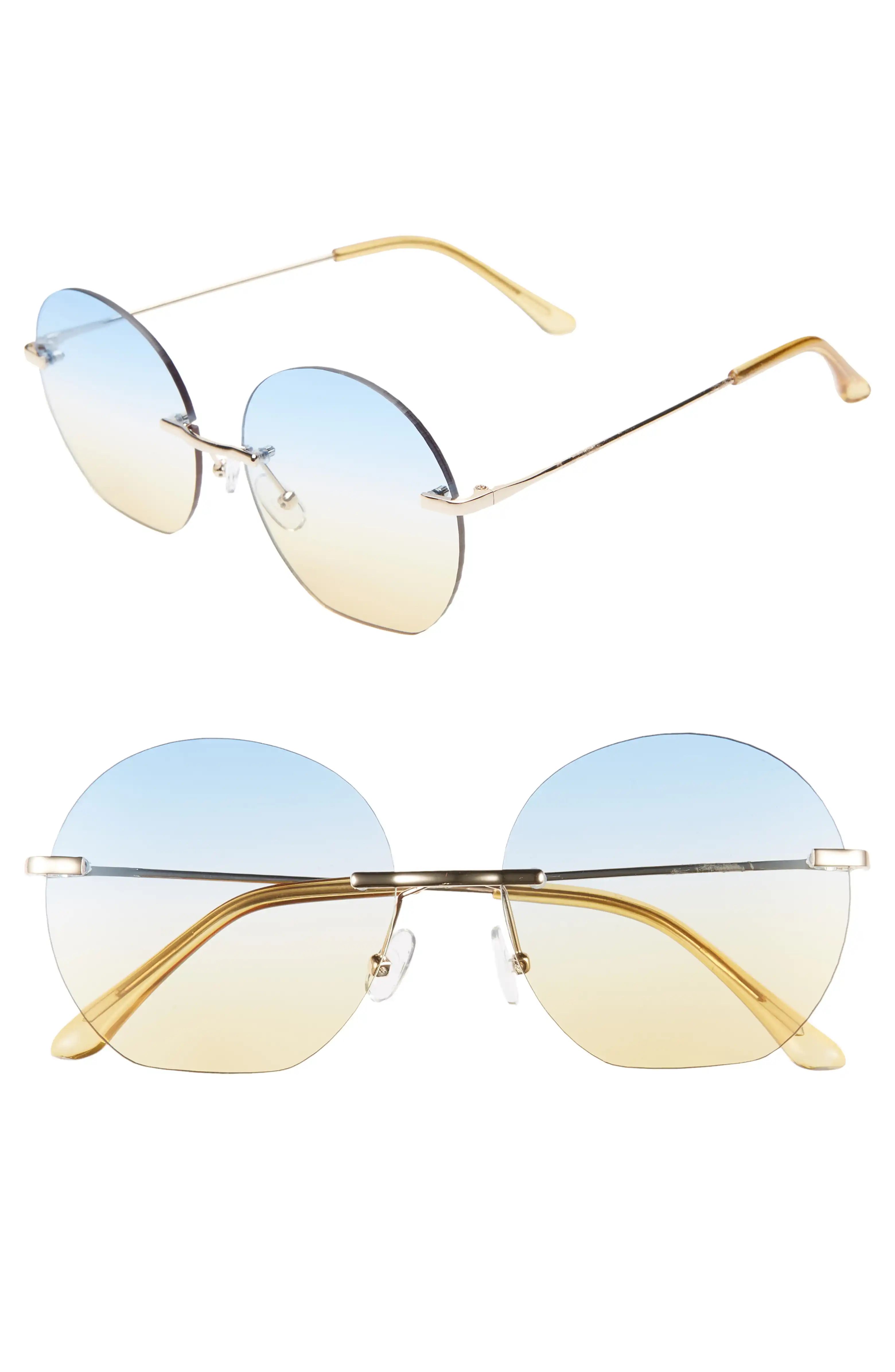 57mm Ombré Rimless Round Sunglasses | Nordstrom