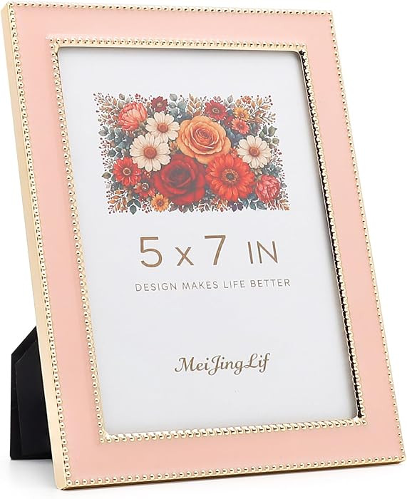 Premium Metal Picture Frame 5x7 Inches with Velvet Back Cover - Elegant and Durable Photo Frame for Displaying Cherished Memories, Perfect as Desk Decor, Home Office Accessory,Pink picture frame | Amazon (US)