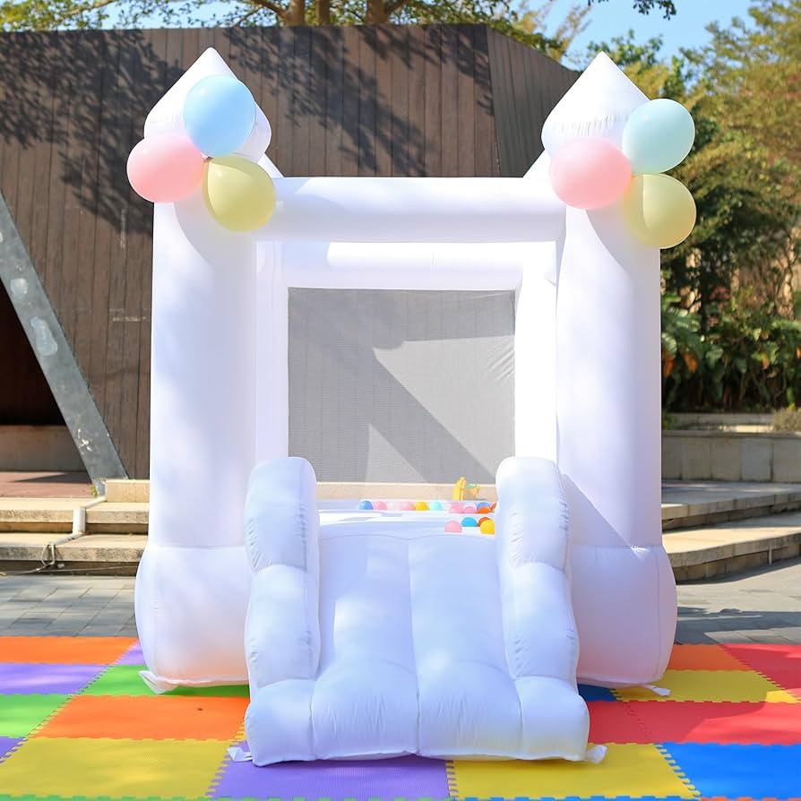 White Bounce House with Blower,Family Backyard Bouncy Castle,Suitable for Yard,Events,Kids Bounce... | Amazon (US)