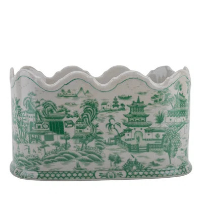 Green Hand Painted Porcelain Cachepot Planter | Wayfair North America