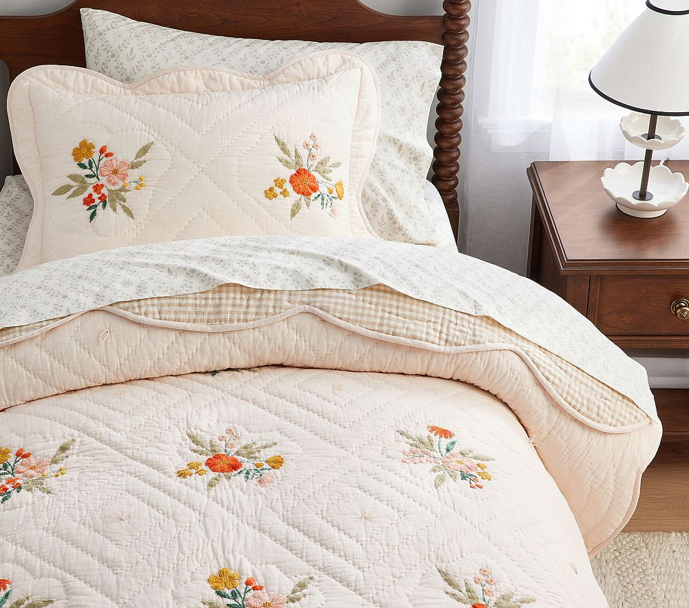 Chris Loves Julia Reversible Floral Embroidered Quilt &amp; Shams | Pottery Barn Kids