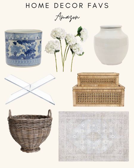 Amazon home finds, home decor favorites from Amazon, modern traditional home decor, transitional decor, blue and white, wicker vase, planter, faux flowers, cane boxes, affordable area rug, neutral rug, Homebyjulianne 

#LTKSeasonal #LTKhome #LTKFind