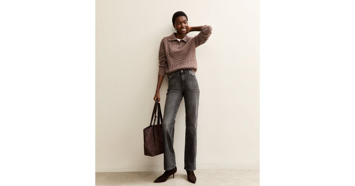 Tall Washed Black Anica Straight Leg Jeans | New Look | New Look (UK)