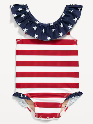 Printed Ruffle-Trim One-Piece Swimsuit for Baby | Old Navy (US)