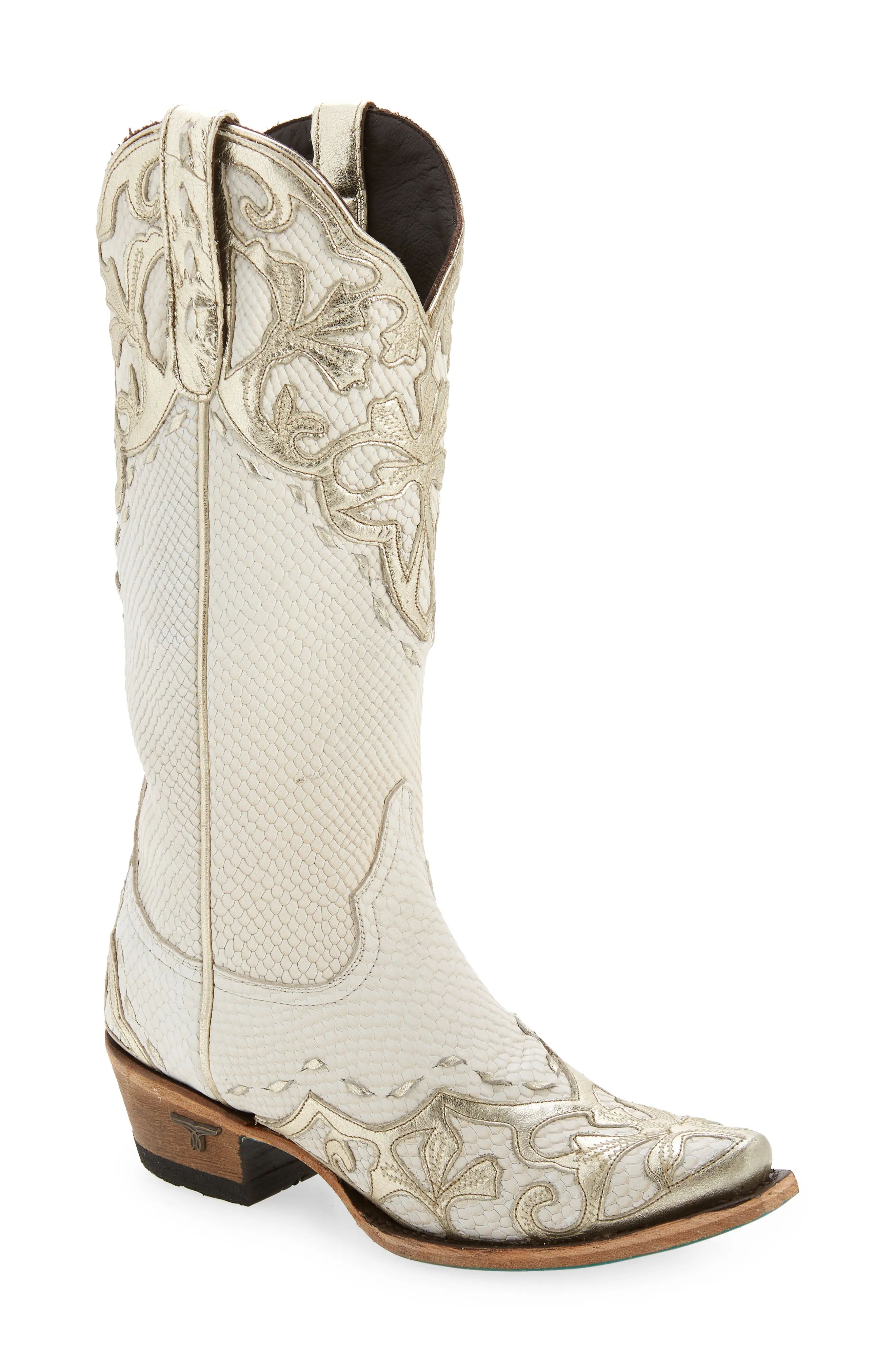 Lane Boots Lily Western Boot in Cream/Champagne Metallic at Nordstrom, Size 6 | Nordstrom