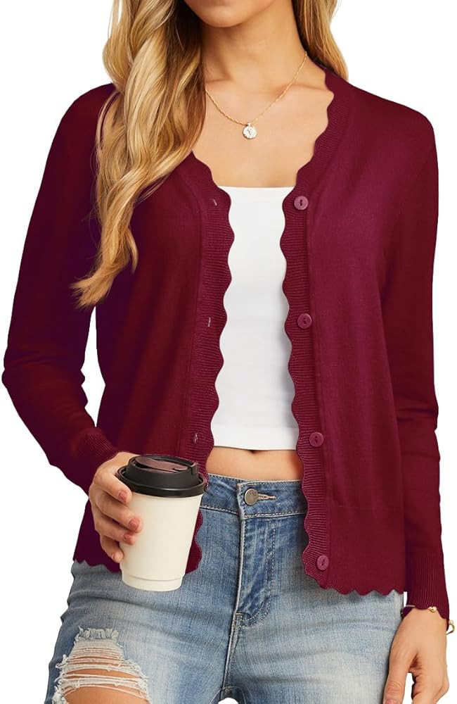 GRECERELLE Women's Long Sleeve V-Neck Button Down Cardigan Knit Shrugs Sweater | Amazon (US)
