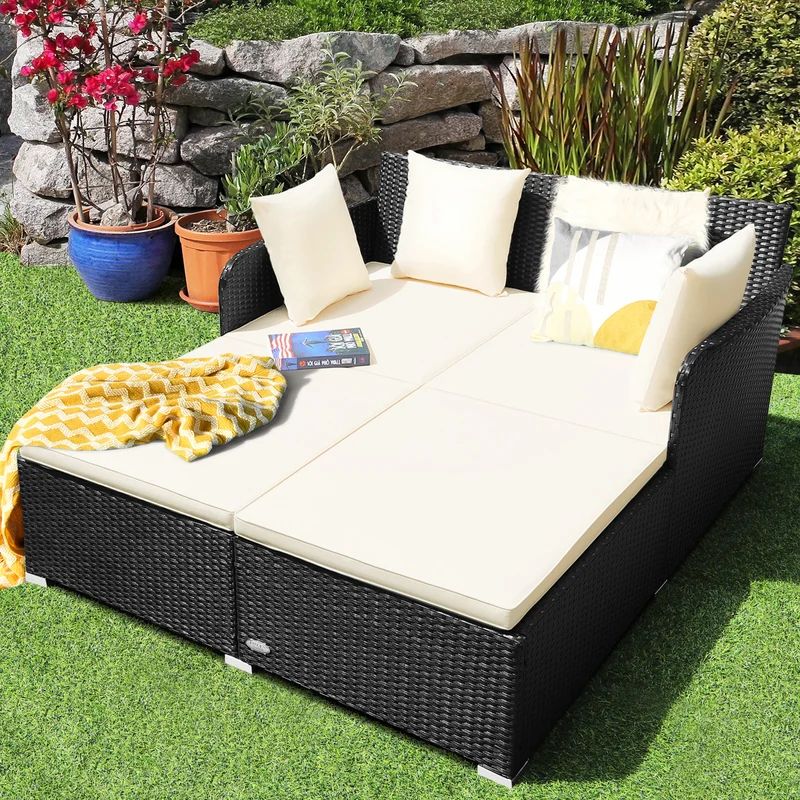52'' Wide Outdoor Wicker Patio Daybed with Cushions | Wayfair North America